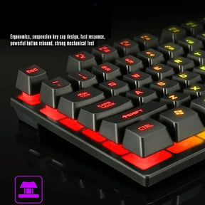 RGB Gaming Keyboard and Mouse Kit Backlit USB Wired Computer Keyboard and Mouse Combo 104 Keycaps for Pc Gamer Laptop