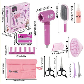 Kids Hair Beauty Makeup Set Girl Simulation Hair Dryer Fashion Styling Tool Pretend Play Children Toys House Gift