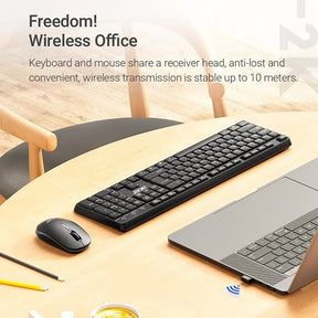 2.4G Wireless Keyboard and Mouse Combo Ergonomic Office Full-Size Slim USB Keyboard & Mouse Set for Computer Tablet Laptop PC