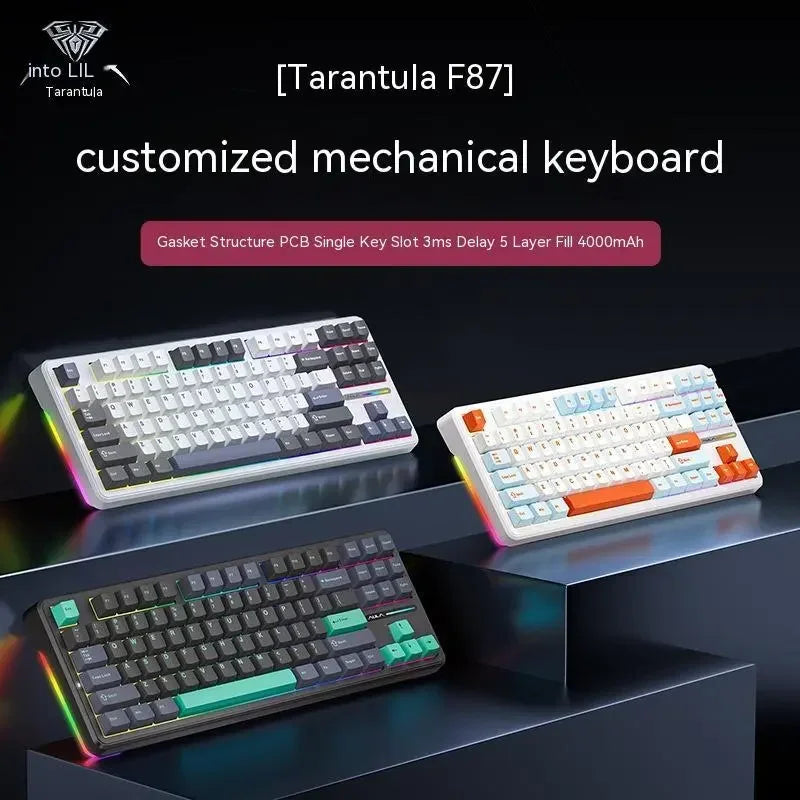 Aula F87 PRO Mechanical Keyboard 3 Mode 2.4G/USB/Bluetooth  Tri Mode Wireless Keyboard 87 Key Hotswap RGB PBT Gaming Keyboard