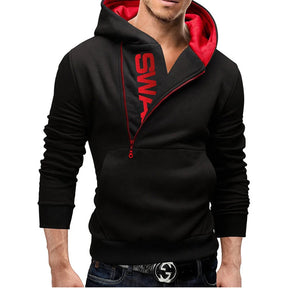 Mans Spring and Autumn Hoodies Letter Fleece Hooded Sweatshirt Patchwork Color Warm Plus Velvet Zipper Hoodies 6XL