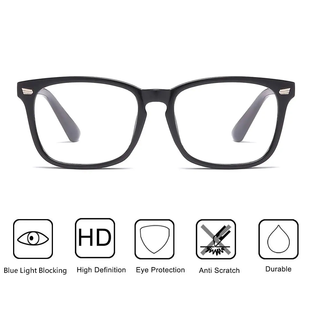 Blue Light Blocking Glasses Men Computer Gaming Glasses Anti Eyestrain UV400 Clear Lens Eye Protection