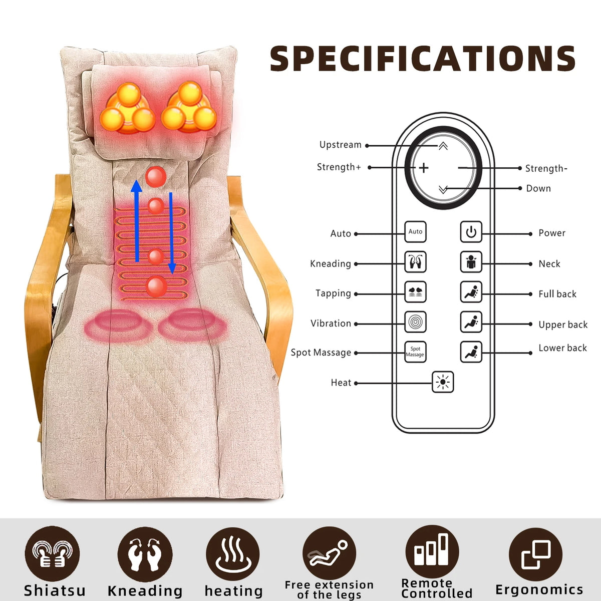 Home Office Multi-Functional Portable Electric Rocking Massage Chair Leisure Heating Vibration Full Body Massage Recliner Sofa