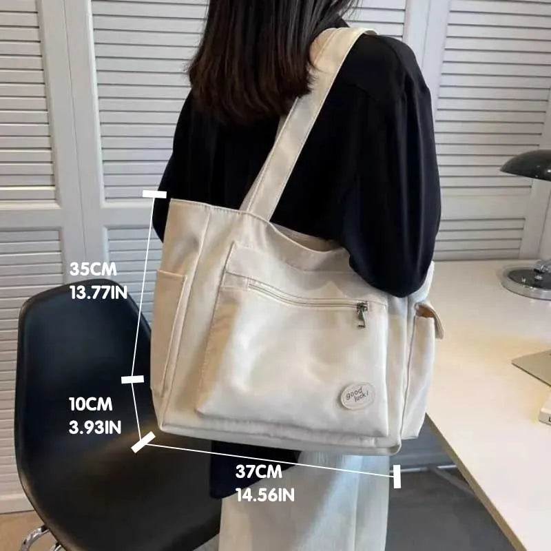 Women's Fashion Shoulder Bag Class Large Capacity Student Tote Bag 2023 New Canvas Commuter Handbag Women Bag