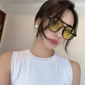 Fashion Vintage Square Sunglasses Woman Brand Retro Small Frame Sun Glasses Female Double Bridges Design Oculos De Sol Feminino