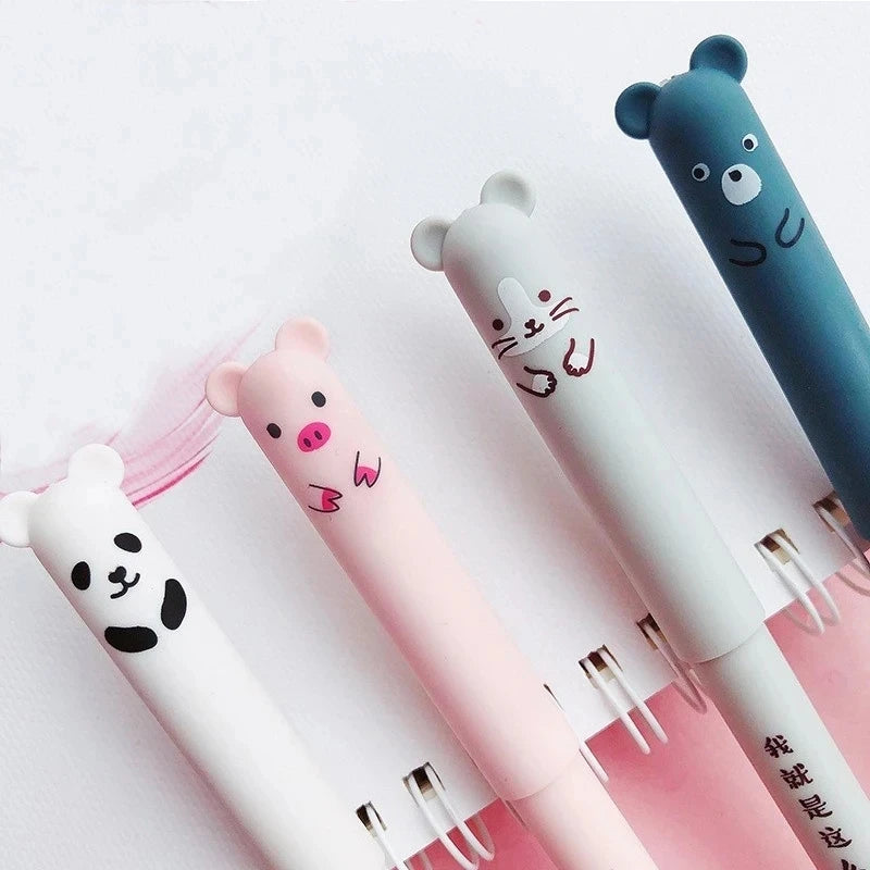 12PCS Cute Cartoon Bear Shape can Erase Neutral Pen, Writing Smooth and Not Easy to Break Ink, With Eraser, Easy to Erase