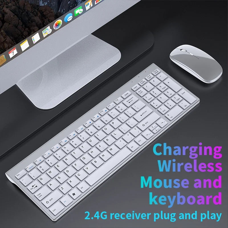 Bluetooth 5.0 & 2.4G Wireless Keyboard and Mouse Combo Mini Multimedia Keyboard Mouse Set for Laptop PC TV iPad Macbook Android