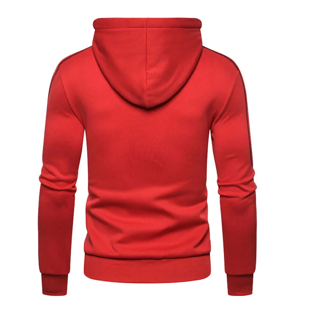 Men Hoodies Jackets Slim Fit Hooded Zipper Jacket Male Solid Caost Thicken Warm Hoodies Coat Men's Clothing Tops Black Red