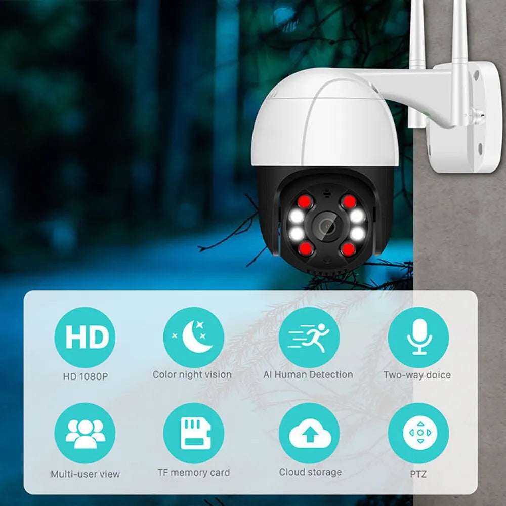 1080P PTZ Wifi IP Camera Outdoor Digital Zoom AI Human Detect Wireless Camera P2P Audio 2MP Security CCTV Camera