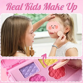 17PCS Makeup Set Portable Box Washable Cosmetic Suitcase Kit DIY Role Play Fashion Beauty Toy Birthday Gift