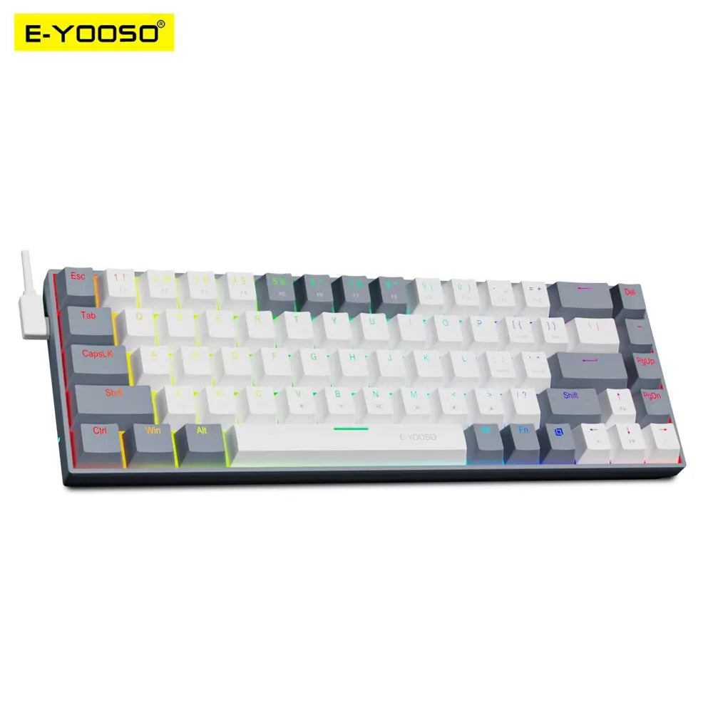 E-YOOSO Z686 RGB USB 60% Mini Slim Mechanical Gaming Wired Keyboard Red Switch 68 Keys Russian Brazilian Portuguese for Compute