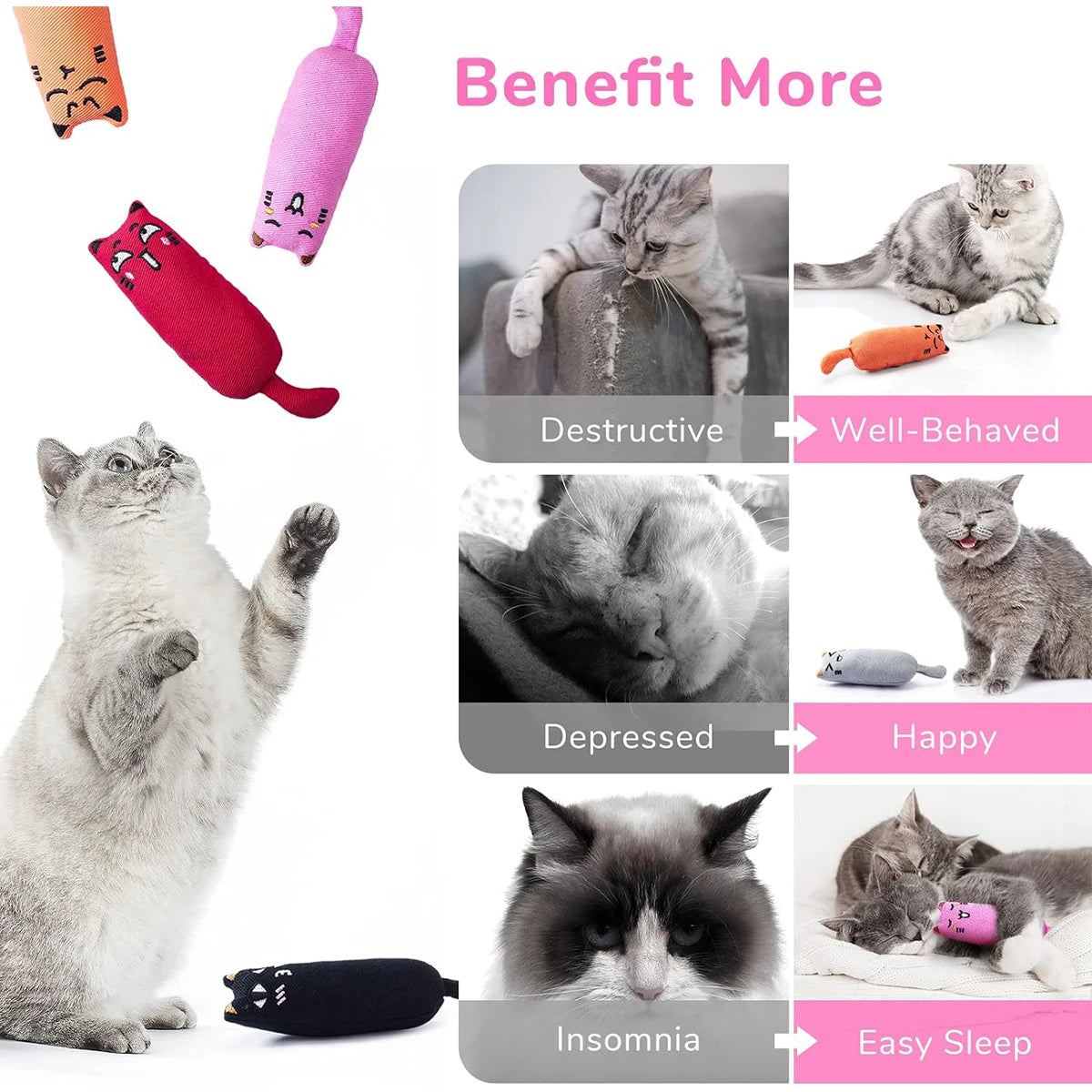 Funny Interactive Crazy Cat Toy Pet Kitten Chewing Teeth Grinding Catnip Toys Claws Thumb Bite Cat Mint Game Playing Pillow