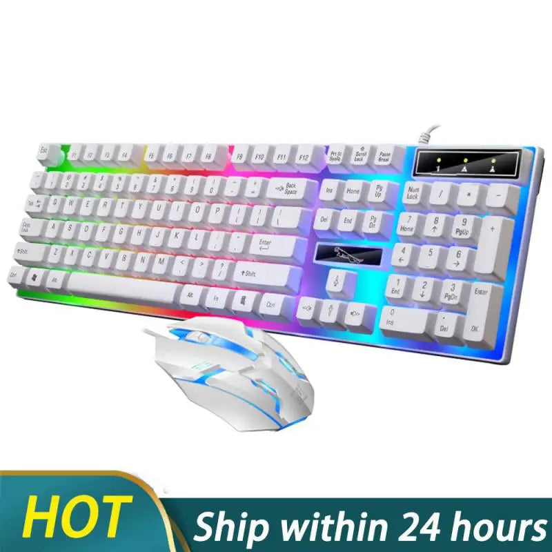 Wired Keyboard Mouse Set G21B-RGB-BA Mechanical Gaming Keyboard And Mouse Combo Wired RGB LED For Computer Laptop Gamer