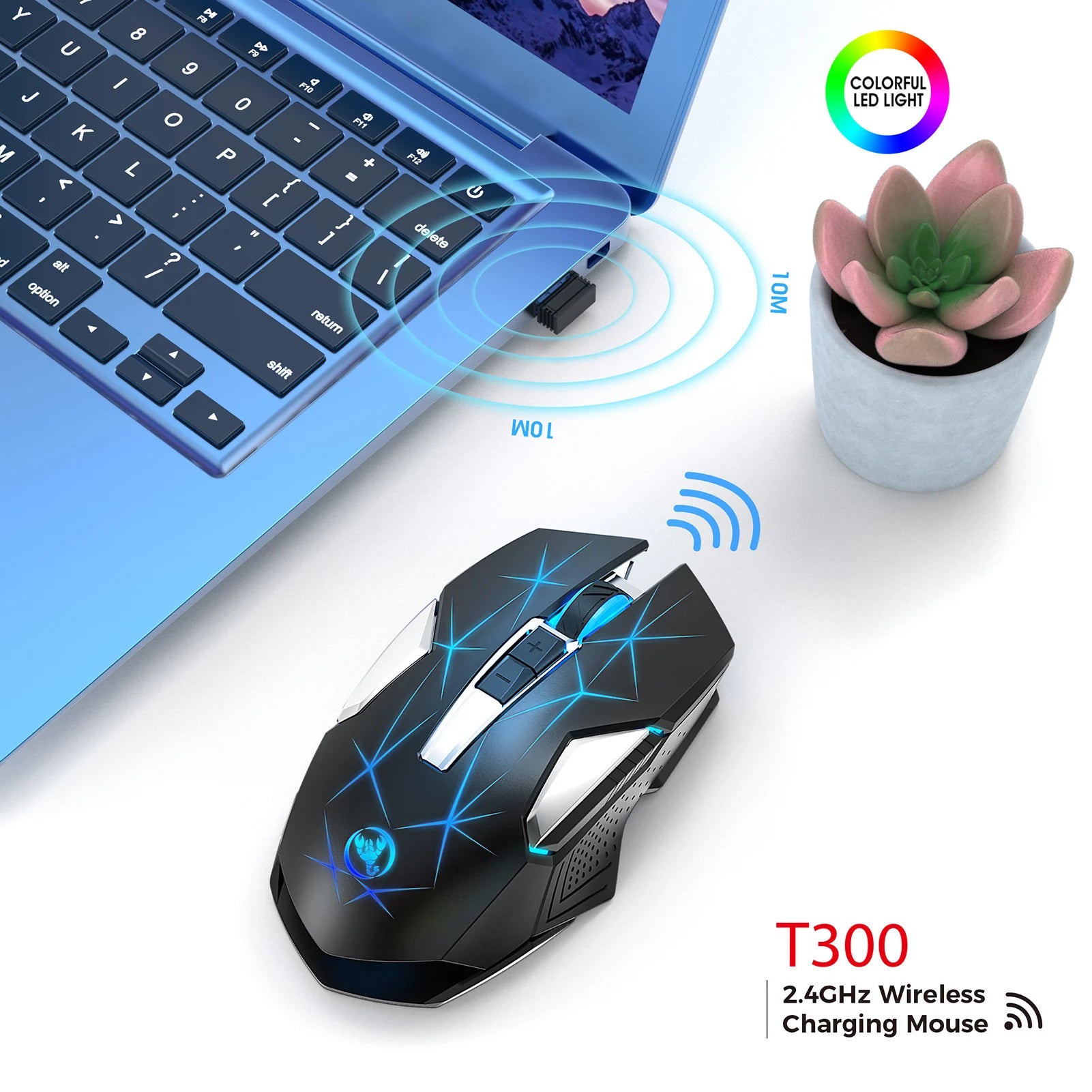 HXSJ L99 2.4G Wireless Rechargeable Keyboard Mouse Combo 96 Keys RGB Membrane Keyboard Colorful Backlight Gaming Mouse Set