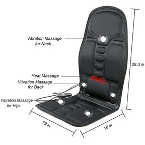 Electric Portable Heating Vibrating Back Massager Chair In Cussion Car Home Office Lumbar Neck Mattress Pain Relief Mat