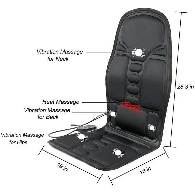 Electric Portable Heating Vibrating Back Massager Chair In Cussion Car Home Office Lumbar Neck Mattress Pain Relief Mat