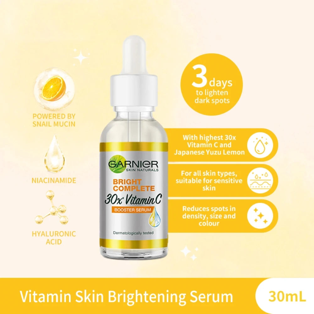 30ml Garnier Whitening Essence Removes Acne Marks Comedones Blackheads Facial Repair Serum Shrinks Pores Moisturizes Essence