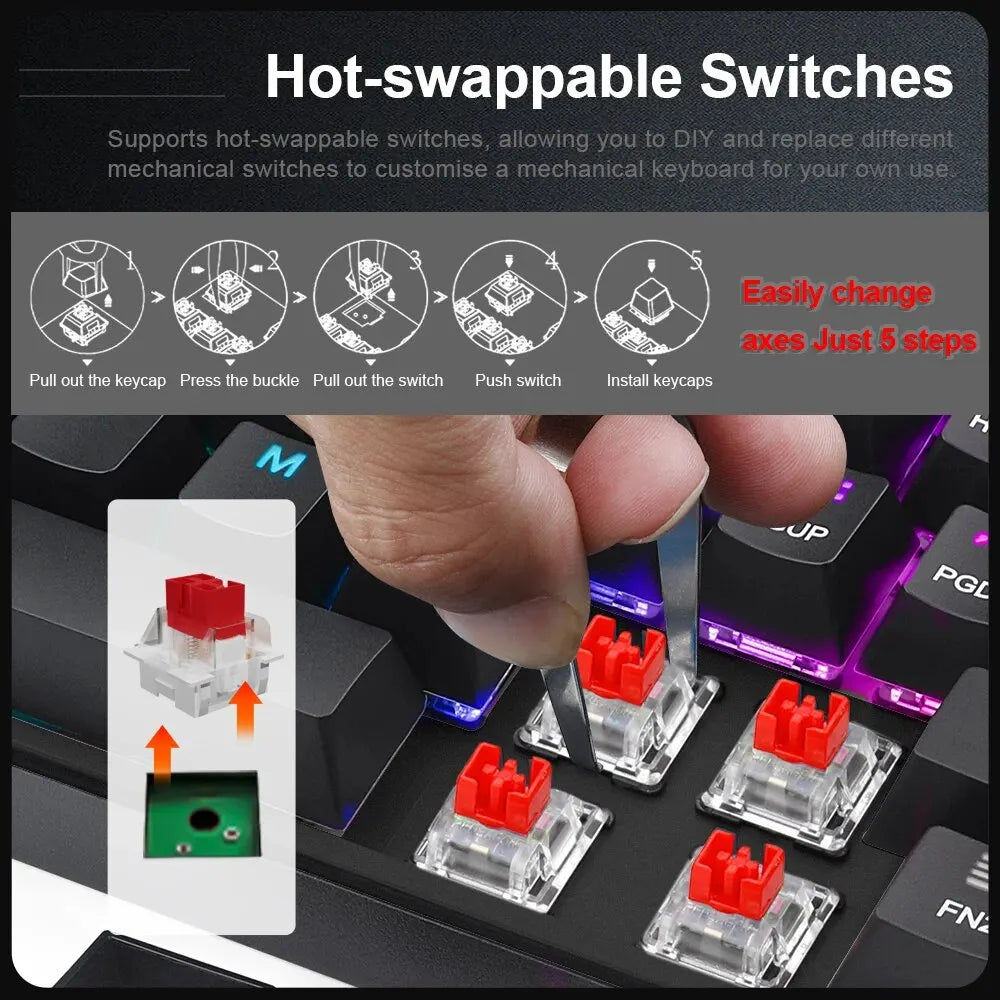 E-YOOSO Z686 RGB USB 60% Mini Slim Mechanical Gaming Wired Keyboard Red Switch 68 Keys Russian Brazilian Portuguese for Compute