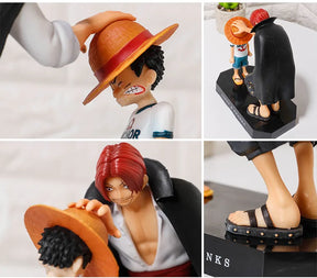 18cm One Piece Anime Figure Four Emperors Shanks Straw Hat Luffy Action Figure One Piece Sabo Ace Sanji Roronoa Zoro Figurine