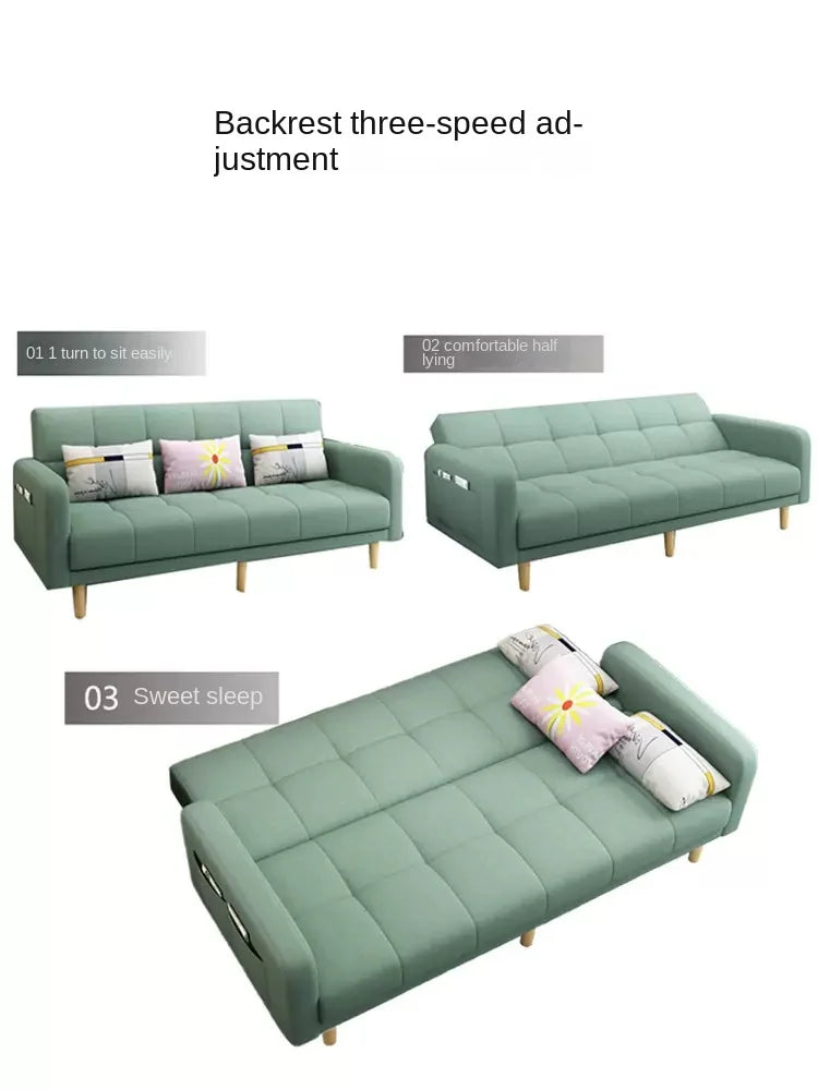 Multi functional foldable sofa bed, dual-use, economical, small-sized rental room, clothing store, fabric sofa, internet famous