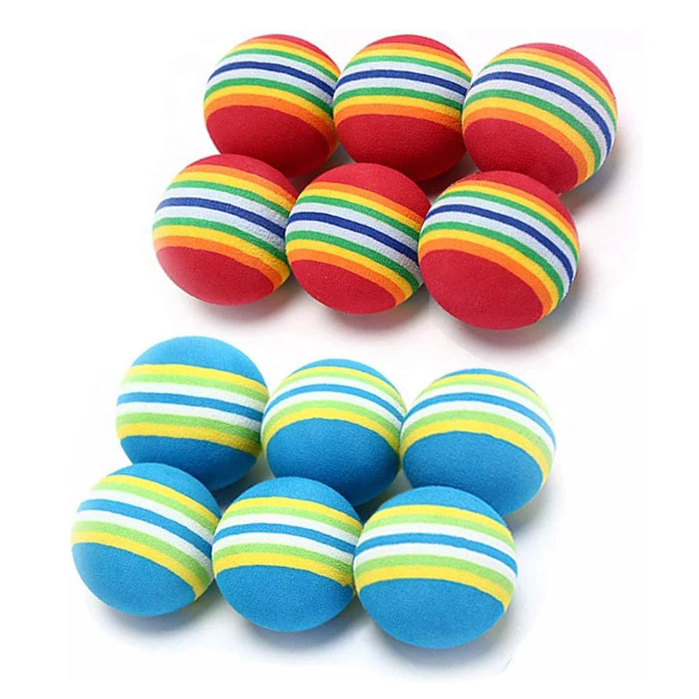 10pcs Cat Toy Balls Interactive for Indoor Cat Red Rainbow Soft EVA Foam Puppies Toy Balls Activity Chase Quiet Play Sponge Ball