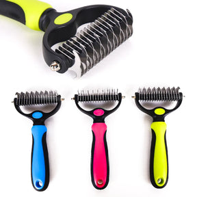 1pc Pet Grooming Brush Double Sided Shedding and Dematting Undercoat Rake Comb for Dogs and Cats