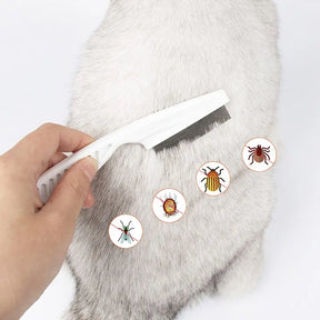 Flea Comb Dog Cat Hair Removal Brush Stainless Steel Dense Teeth Inline Comb Portable Pet Universal Grooming Cleaning Supplies