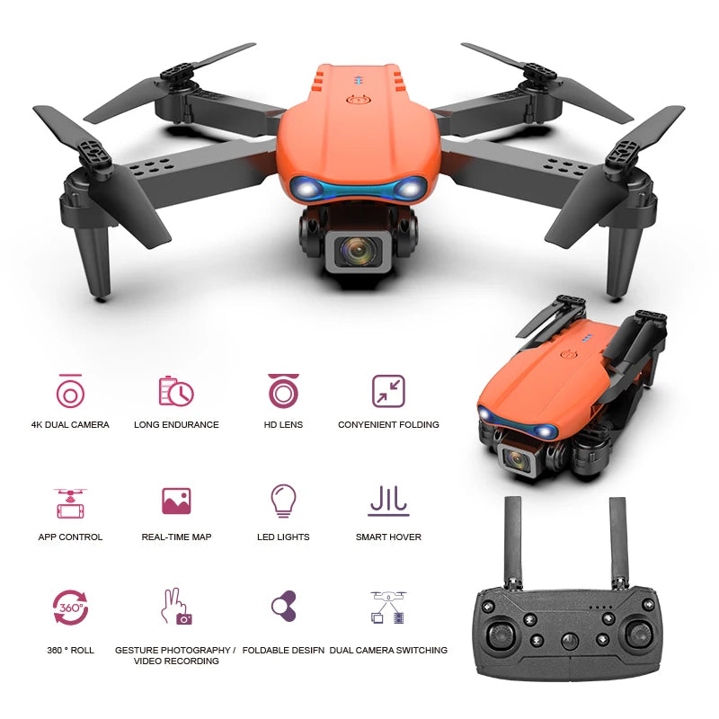 2024 New E99 Pro Drone With 4K Professional Camera 50x Zooming And LED Night Flight Lights Long Endurance Helicopter Toy Gift