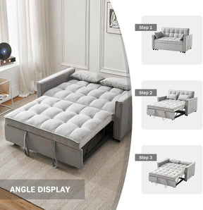 3-in-1 Convertible Sleeper Sofa Bed, Modern Pullout Couch Bed with Pull Out Bed, Adjustable Backrest, Loveseat Futon Sofa