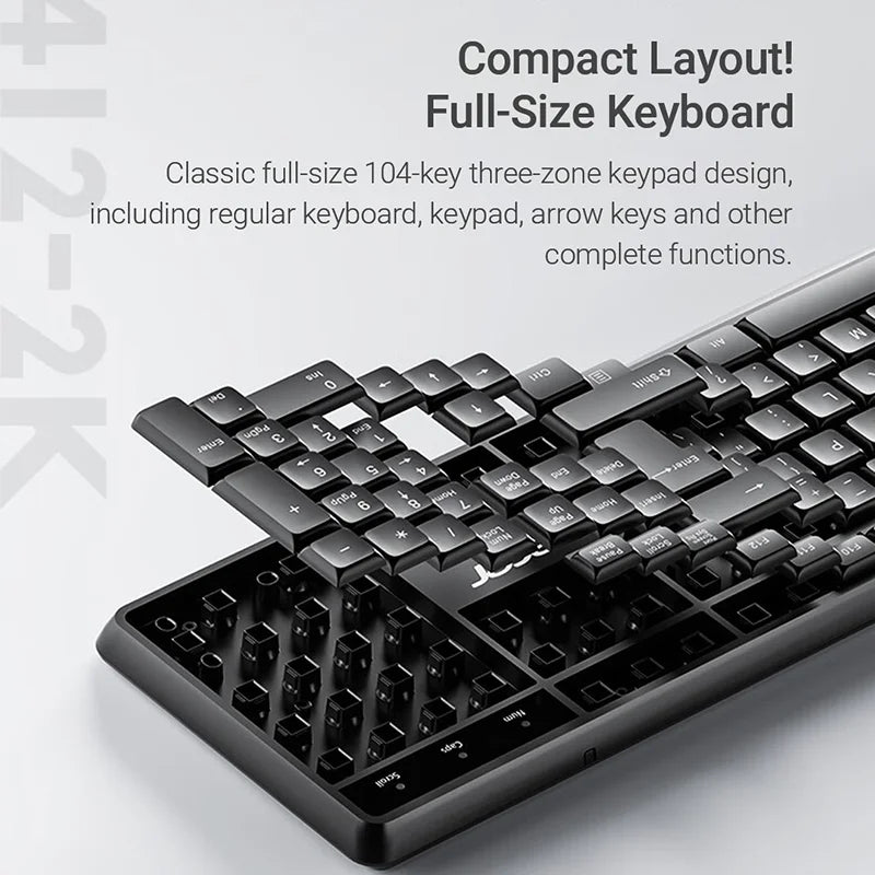 2.4G Wireless Keyboard and Mouse Combo Ergonomic Office Full-Size Slim USB Keyboard & Mouse Set for Computer Tablet Laptop PC