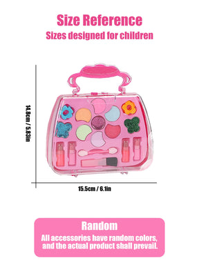 1 children's beauty toy girl makeup bag, handbag, princess washable, pretend toy with mirror, non-toxic and safe birthday gift