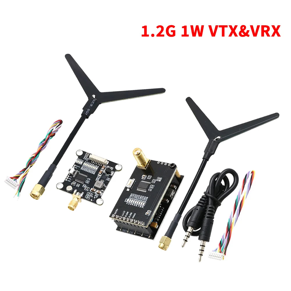 1.2G 1.2GHz 1W 1000mW Receiver VRX & Transmitter VTX Video Transmitting Module For FPV RC Racing Drones with Y-shaped Antenna