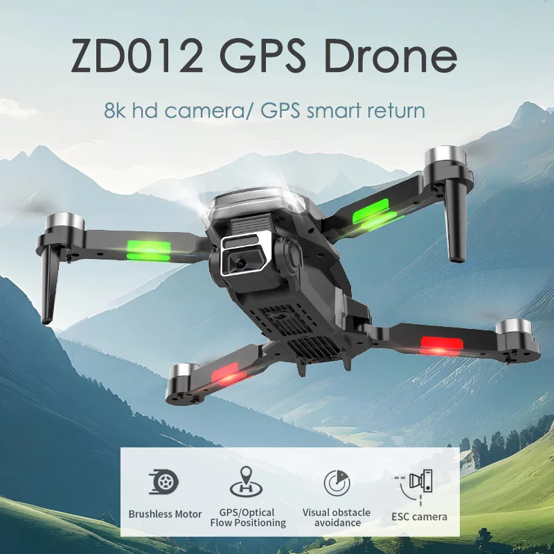 ZD012 GPS Drone Professional 8K HD Camera Brushless Motor RC Dron WIFI Height Setting Smart Return Quadcopter UAV for Beginners