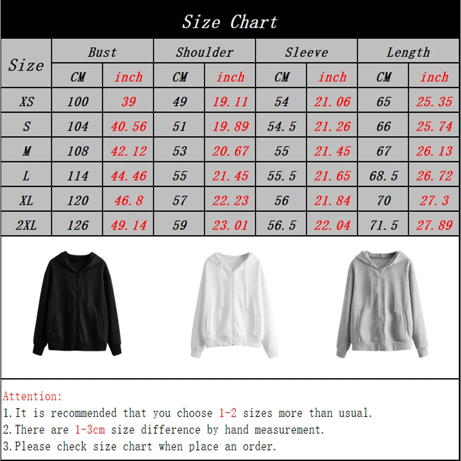 2023 New Zipper Hoodies Women/Men Fashion Long Sleeve Hooded Sweatshirt Hot Sale Casual Autumn Winter Sportwear Solid Clothes