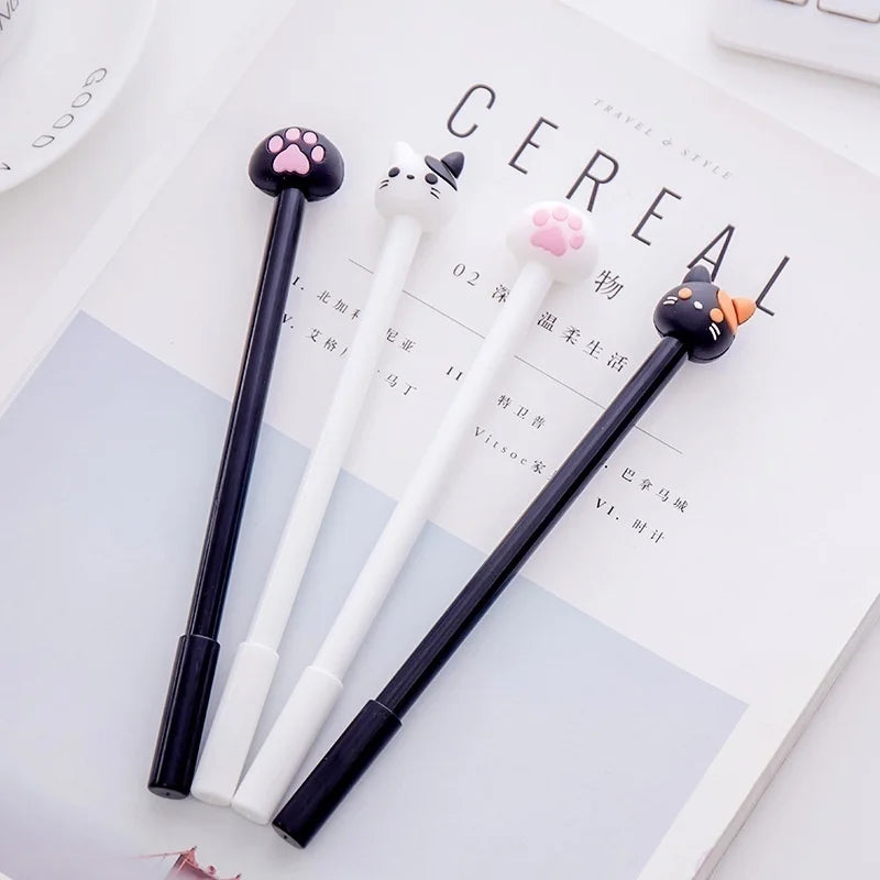 10pcs/batch Kawaii Cat Gel Signature Pen Cute Claw  Stylos Black Ink for Hand Account Writing Stationery Office School Supplies