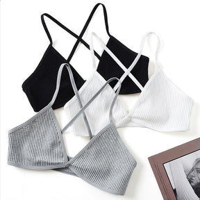 Comfort lingerie Cotton Bras For Women Thin Style Unlined Bralette Sexy Deep V Triangle Cup Cross Beauty Back Bra бюстгальтер